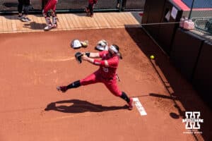 Nebraska Cornhusker starting pitcher Alexis Jensen (99) warms up in the bullpen to take on the Grand Canyon Antelope during the NCAA Softball Regionals on Sunday, May 17, 2026, in Lincoln, Neb. Photo by John S. Peterson.