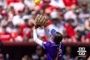 Grand Canyon Antelope infielder Raegan Holtorf (2) makes a catch for an out against the Nebraska Cornhuskers during the NCAA Softball Regionals on Saturday, May 16, 2026, in Lincoln, Neb. Photo by John S. Peterson.