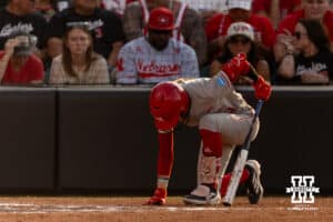 Nebraska Cornhusker Hannah Coor (23) prepares for her at bat against the South Dakota Coyotes in the fourth inning during the first round of the NCAA Softball Regionals on Friday, May 15, 2026, in Lincoln, Neb. Photo by John S. Peterson.
