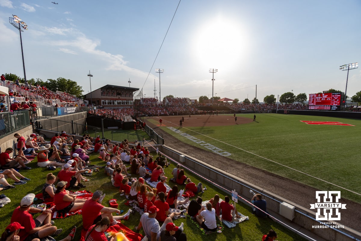 Attendance for the game between the Nebraska Cornhuskers and the South Dakota Coyotes was 3148 during the first round of the NCAA Softball Regionals on Friday, May 15, 2026, in Lincoln, Neb. Photo by John S. Peterson.