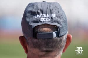A workers wears a Big Ten hat during the Big Ten OTF Championships on May 15, 2026, in Lincoln, Nebraska. Photo by Brandon Tiedemann.