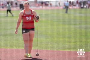 Nebraska Cornhusker Hillevi Carlsson walks during the Big Ten OTF Championships on May 15, 2026, in Lincoln, Nebraska. Photo by Brandon Tiedemann.