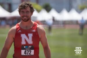 Nebraska Cornhusker Max Herman stands during the Big Ten OTF Championships on May 15, 2026, in Lincoln, Nebraska. Photo by Brandon Tiedemann.