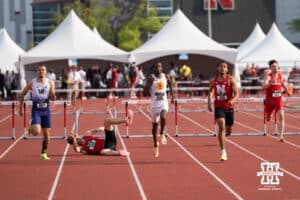 Nebraska Cornhusker James Ledbetter pushes to the finish line during the Big Ten OTF Championships on May 15, 2026, in Lincoln, Nebraska. Photo by Brandon Tiedemann.