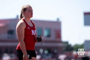Nebraska Cornhusker Hillevi Carlsson prepares for the women's hammer throw during the Big Ten OTF Championships on May 15, 2026, in Lincoln, Nebraska. Photo by Brandon Tiedemann.