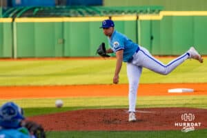 Omaha Storm Chaser Ryan Ramsey (53) pitching during a minor league baseball game against the Toledo Mud Hens on Tuesday, May 12, 2026, in Omaha, Neb. Photo by Jandi Green.