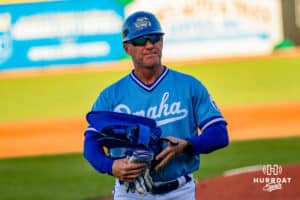 Omaha Storm Chaser's assistant coach Tripp Keister during a minor league baseball game against the Toledo Mud Hens on Tuesday, May 12, 2026, in Omaha, Neb. Photo by Jandi Green.