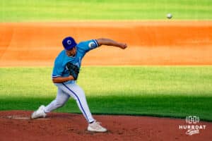 Omaha Storm Chaser Ryan Ramsey (53) pitching during a minor league baseball game against the Toledo Mud Hens on Tuesday, May 12, 2026, in Omaha, Neb. Photo by Jandi Green.