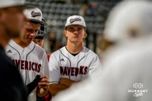 Omaha Maverick Cal Cooper during a baseball game at Tal Anderson Field on May 14, 2026 in Omaha Nebraska. Photo by Collin Stilen.