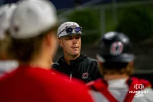 Omaha Maverick head coach Evan Porter during a baseball game at Tal Anderson Field on May 14, 2026 in Omaha Nebraska. Photo by Collin Stilen.