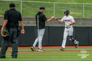 Omaha Maverick Chase Diggins during a baseball game at Tal Anderson Field on May 14, 2026 in Omaha Nebraska. Photo by Collin Stilen.