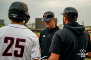 Omaha Maverick head coach Evan Porter during a baseball game at Tal Anderson Field on May 14, 2026 in Omaha Nebraska. Photo by Collin Stilen.