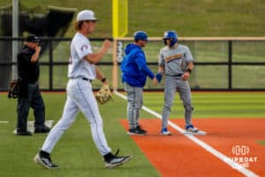 South Dakota State Jackrabbit Keagen Jirschele during a baseball game at Tal Anderson Field on May 14, 2026 in Omaha Nebraska. Photo by Collin Stilen.