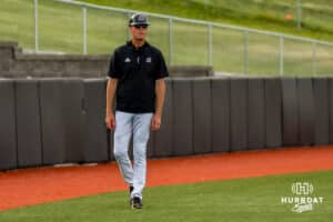 Omaha Maverick head coach Evan Porter during a baseball game at Tal Anderson Field on May 14, 2026 in Omaha Nebraska. Photo by Collin Stilen.