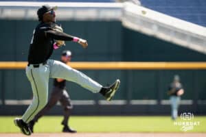 Georgetown’s Jeremy Sheffield (36) throws during a college baseball game vs Creighton on Sunday, May 10, 2026, in Omaha, Nebraska. Photo by Jackson D. Luethje.