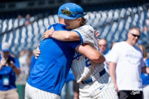 Creighton Bluejay Chris Baillargeon (22) senior day during a college baseball game Sunday, May 10, 2026, in Omaha, Nebraska. Photo by Jackson D. Luethje.