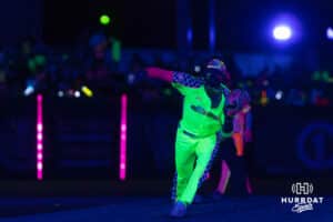 Glow Mojis pitching during a Cosmic Baseball game on Saturday, May 9, 2026, in Omaha, Neb. Photo by Jandi Green.