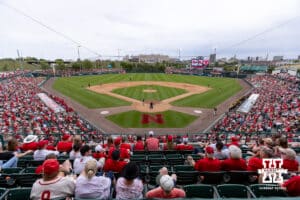 Attendance of 7,773 for the game between Nebraska and Iowa during a college baseball game on Saturday, May 9, 2026, in Lincoln, Neb. Photo by John S. Peterson.