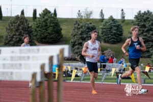 Aidan Gehring runs the boys 1600m during the Metro Conference T&F Meet on May 6, 2026, in Omaha, Nebraska. Photo by Brandon Tiedemann.