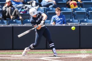 Creighton Bluejay's at bat during a college softball game against DePaul University on Saturday, May 2, 2026, in Omaha, NE. Photo by Jandi Green.