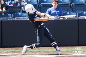 Creighton Bluejay's at bat during a college softball game against DePaul University on Saturday, May 2, 2026, in Omaha, NE. Photo by Jandi Green.