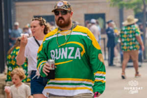 A fan wearing Runza merch at an Omaha Storm Chaser game against the Memphis Redbirds on Saturday, May 30, 2026, in Omaha, Neb. Photo by Jandi Green.