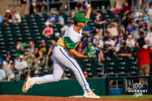 Omaha Storm Chaser Andrew Perez (57) pitching during a minor league baseball game against the Memphis Redbirds on Saturday, May 30, 2026, in Omaha, Neb. Photo by Jandi Green.