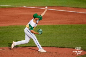 Omaha Storm Chaser Andrew Perez (57) pitching during a minor league baseball game against the Memphis Redbirds on Saturday, May 30, 2026, in Omaha, Neb. Photo by Jandi Green.