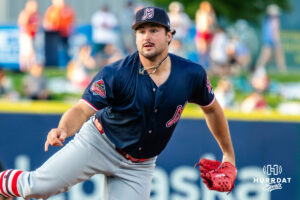 Memphis Redbird's pitching during a minor league baseball game against the Omaha Storm Chasers on Saturday, May 30, 2026, in Omaha, Neb. Photo by Jandi Green.