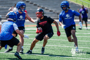 … during a 7-on-7 football game on Wednesday, June 3, 2026, in Omaha, Nebraska. Photo by Jackson D. Luethje.