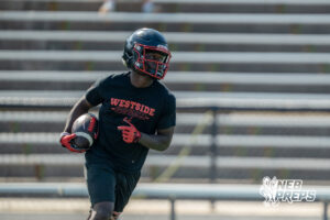… during a 7-on-7 football game on Wednesday, June 3, 2026, in Omaha, Nebraska. Photo by Jackson D. Luethje.