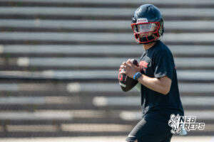 Westside’s Braylen Warren throws during a 7-on-7 football game against Millard North on Wednesday, June 3, 2026, in Omaha, Nebraska. Photo by Jackson D. Luethje.