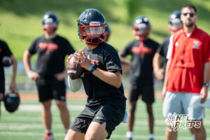 Westside’s Braylen Warren throws during a 7-on-7 football game against Millard North on Wednesday, June 3, 2026, in Omaha, Nebraska. Photo by Jackson D. Luethje.