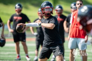 Westside’s Braylen Warren throws during a 7-on-7 football game against Millard North on Wednesday, June 3, 2026, in Omaha, Nebraska. Photo by Jackson D. Luethje.