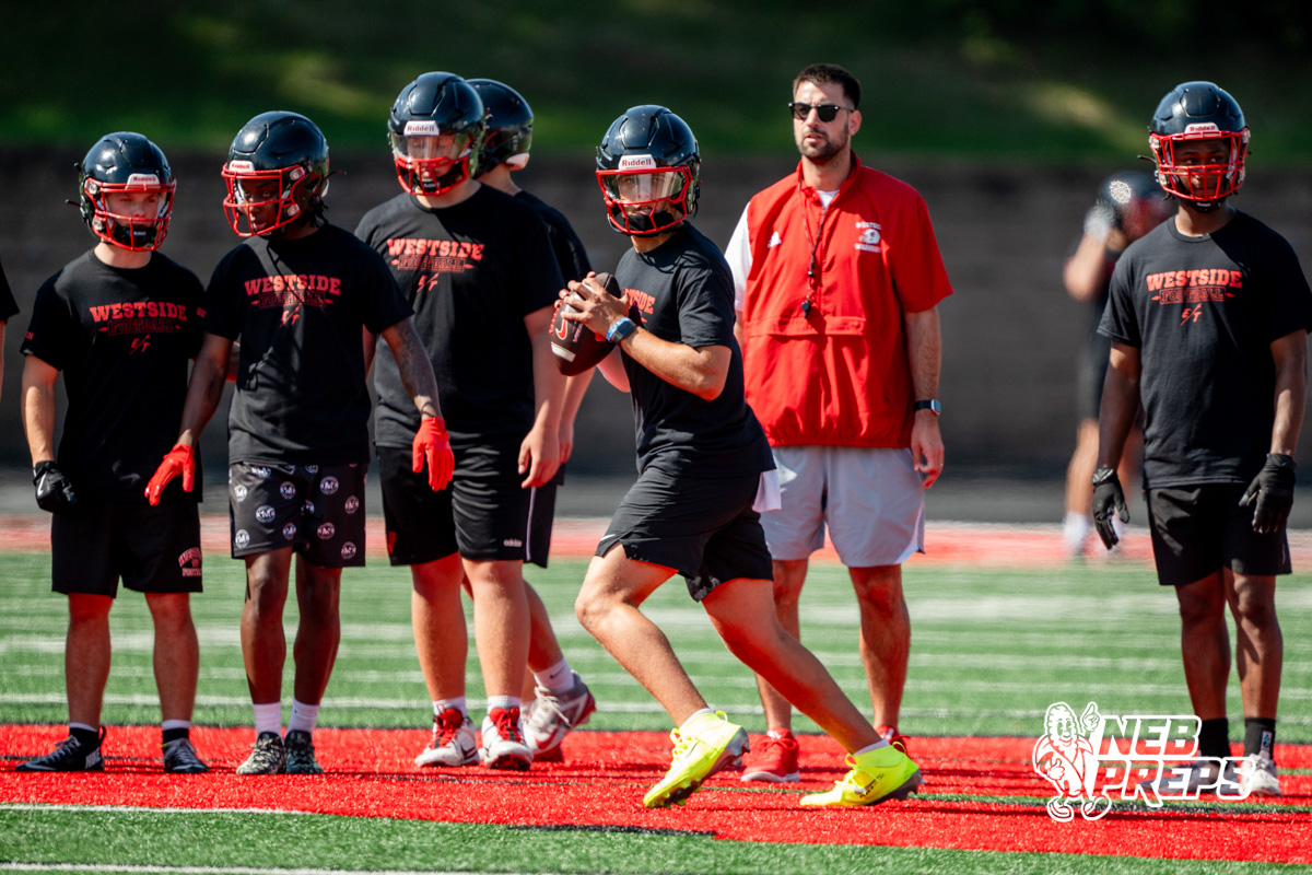 Westside’s Braylen Warren throws during a 7-on-7 football game against Millard North on Wednesday, June 3, 2026, in Omaha, Nebraska. Photo by Jackson D. Luethje.