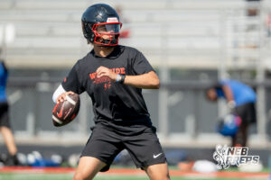 Westside’s Braylen Warren throws during a 7-on-7 football game against Millard North on Wednesday, June 3, 2026, in Omaha, Nebraska. Photo by Jackson D. Luethje.