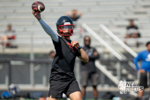 Westside’s Braylen Warren throws during a 7-on-7 football game against Millard North on Wednesday, June 3, 2026, in Omaha, Nebraska. Photo by Jackson D. Luethje.