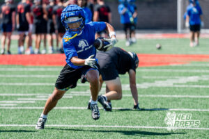 Millard North’s Tory Pittman III reception during a 7 on 7 football game against Westside Wednesday, June 3, 2026, in Omaha, Nebraska. Photo by Jackson D. Luethje.