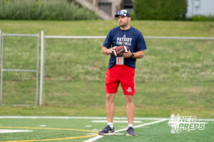 Millard South Head Coach Taylor Mendenhall during a football practice Thursday, June 4, 2026, in Omaha, Nebraska. Photo by Christian Naujokaitis.