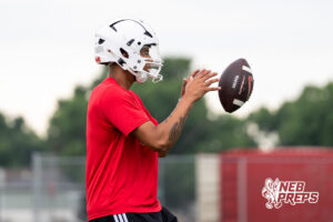 Millard South’s Trae Taylor during a football practice Thursday, June 4, 2026, in Omaha, Nebraska. Photo by Christian Naujokaitis.