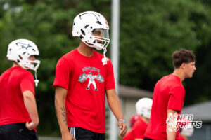 Millard South’s Trae Taylor during a football practice Thursday, June 4, 2026, in Omaha, Nebraska. Photo by Christian Naujokaitis.