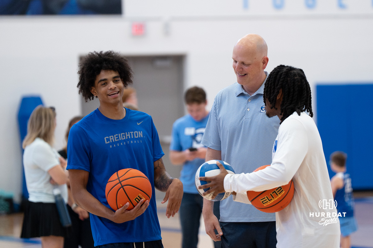 Creighton Bluejay head coach Alan Huss talks during their yearly abilities camp on June 5, 2026, in Omaha, Nebraska. Photo by Brandon Tiedemann.