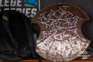 The Troy shield during the CWS media day on June 11, 2026, in Omaha, Nebraska. Photo by Brandon Tiedemann.