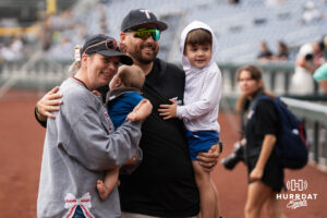 A Troy family poses during the CWS media day on June 11, 2026, in Omaha, Nebraska. Photo by Brandon Tiedemann.