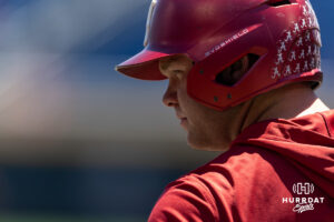 Alabama Crimson Tide batter waiting for his turn in the cage during the CWS media day on Thursday, June 11, 2026, in Omaha, Neb. Photo by John S. Peterson.