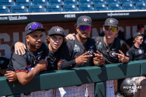 Georgia players pose during the CWS media day on June 11, 2026, in Omaha, Nebraska. Photo by Brandon Tiedemann.