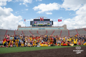 Savannah Bananas pose for a team photo during a Banana ball game on June 13, 2026, in Omaha, Nebraska. Photo by Brandon Tiedemann.