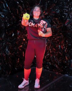Graclyn Simmons poses during her Omaha softball visit. Photo courtesy simmonsgraclyn on Instagram.