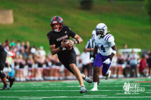 Westside quarterback #2 Braylen Warren runs downfield, during a High School Football game, Friday, September 18th, 2026, in Omaha, Nebraska. Photo by Nick Barajas.