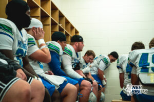 Matt Erickson (79) locks in before a football game against the Lincoln Southwest Silverhawks on September 25, 2026, in Lincoln, Nebraska. Photo by Rob Olvera.